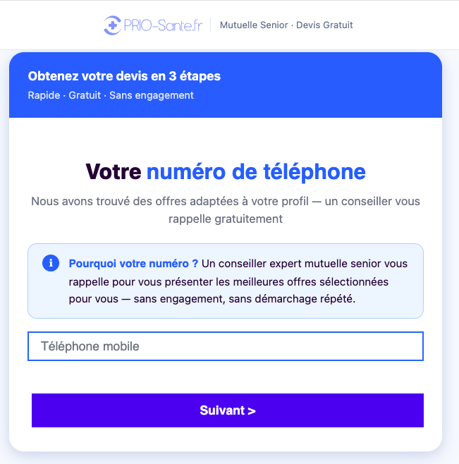 demande numero de telephone sur formulaire